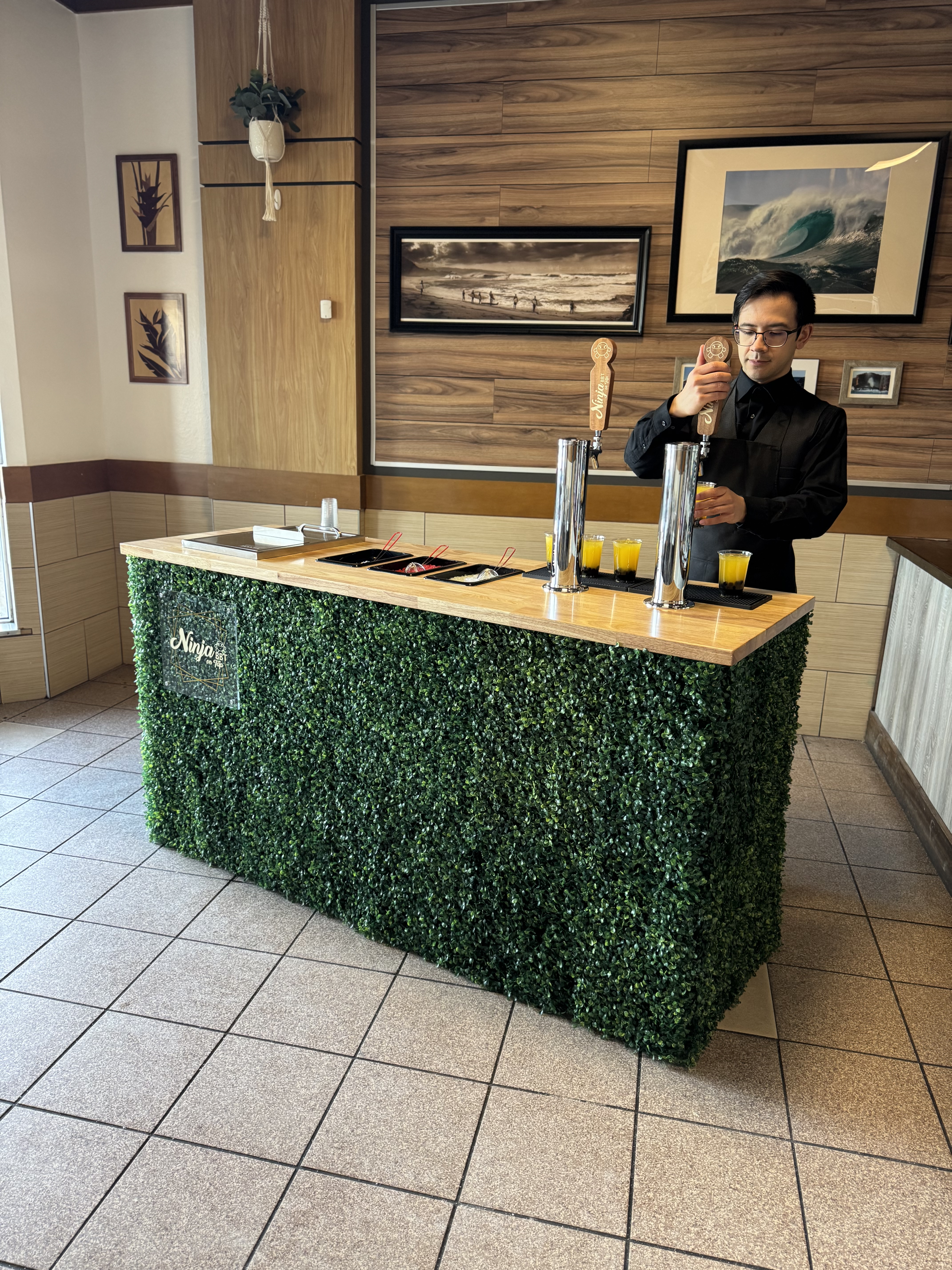Ninja Bubble Tea catering setup showing our delicious food and drinks ready for events